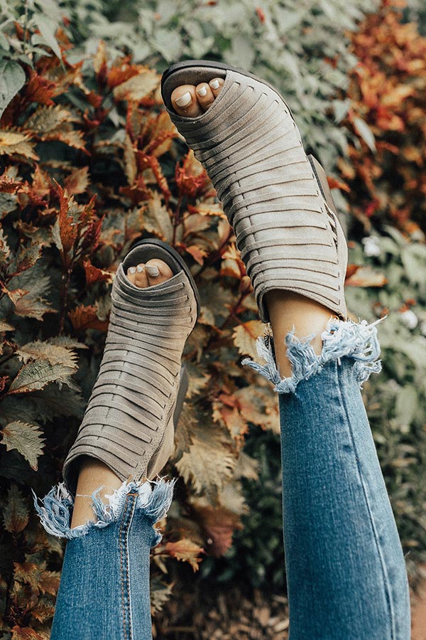 The Charlie Peep Toe Bootie in Grey Image - 1