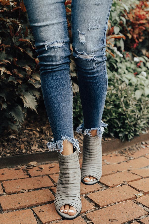 The Charlie Peep Toe Bootie in Grey Image - 2