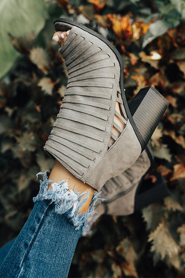The Charlie Peep Toe Bootie in Grey Image - 4