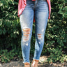 The Haylie Mid Rise Distressed Skinny Image - 1