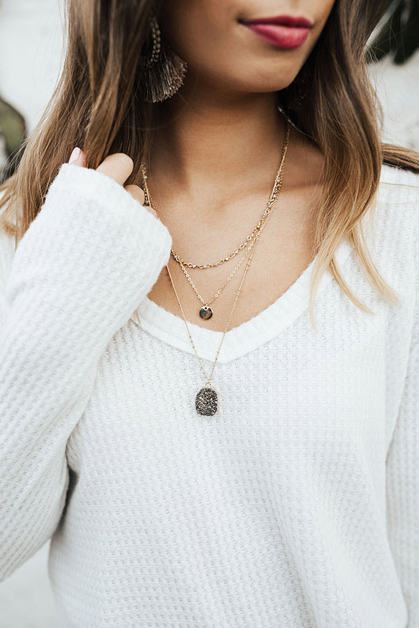 Drops Of Jupiter Druzy Layered Necklace In Charcoal