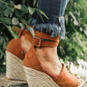 The Emerson Scalloped Wedge in Brown Image - 1