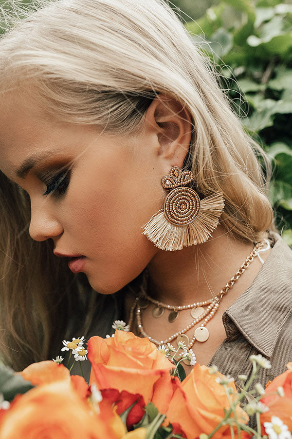Champagne Sippin' Earrings In Iced Latte