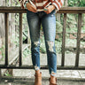 The Hannah Mid Rise Distressed Skinny Image - 1