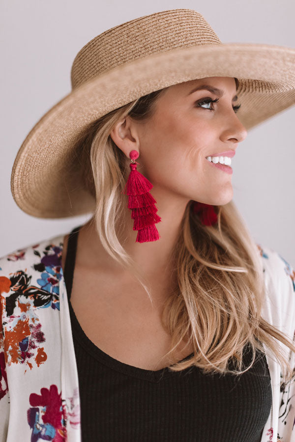 Wanna Dance All Night Tassel Earrings In Fuchsia