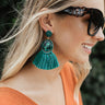 Take Me On A Getaway Tassel Earrings In Hunter Green Image - 1