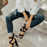 The Mia Faux Suede Lace Up Heel in Black Image - 1