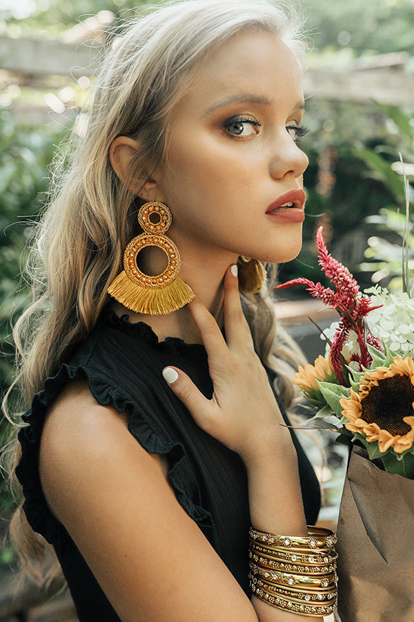 Island Luxe Tassel Earrings Mustard
