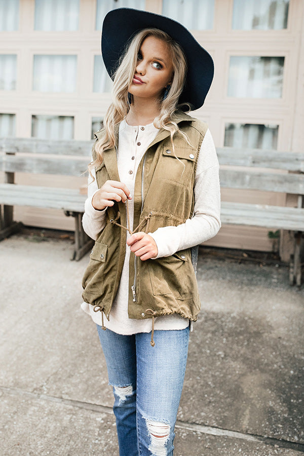 Roasting Marshmallows Vest in Olive