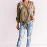 Prosecco Please Shift Top in Martini Olive Image - 1