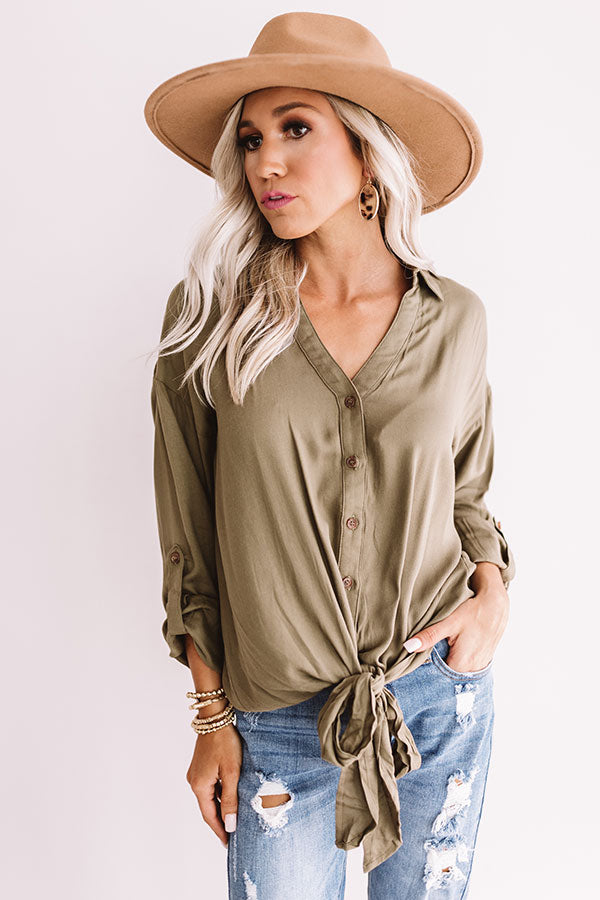Prosecco Please Shift Top in Martini Olive Image - 2
