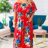 Escape To Maui Off Shoulder Maxi Dress in Red Image - 1