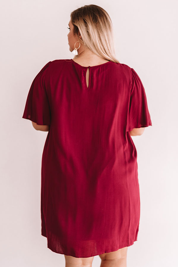 Margarita Calling Embroidered Shift Dress in Merlot Image - 4