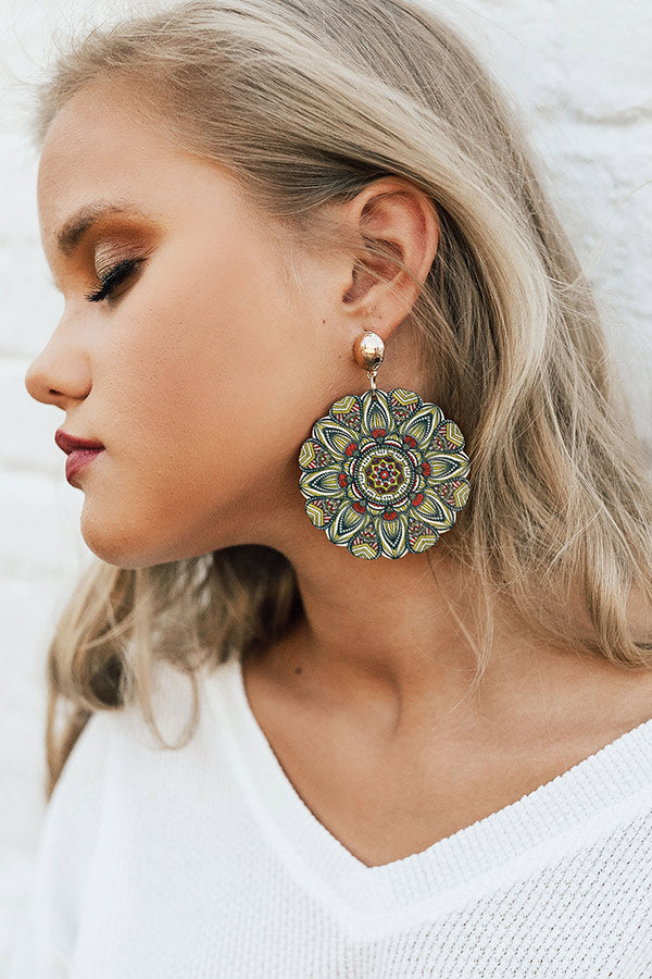 Pretty In Print Earrings In Sage Image - 1