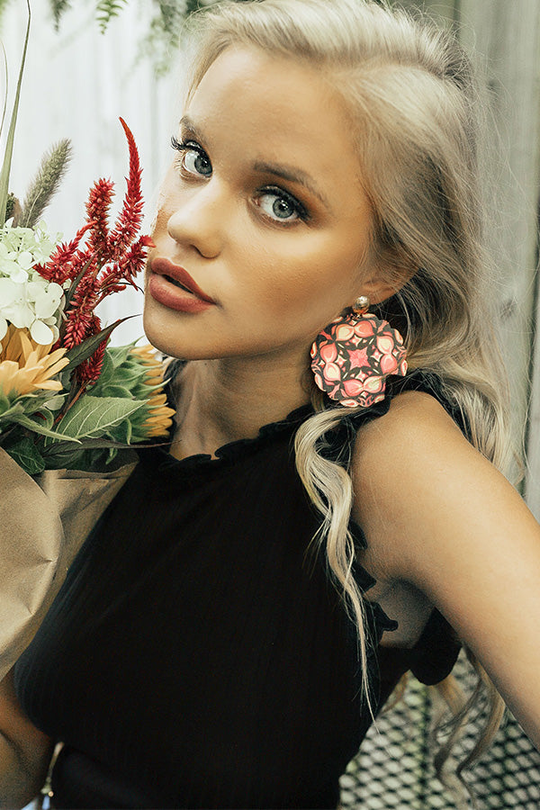 Pretty In Print Earrings In Pink Image - 1