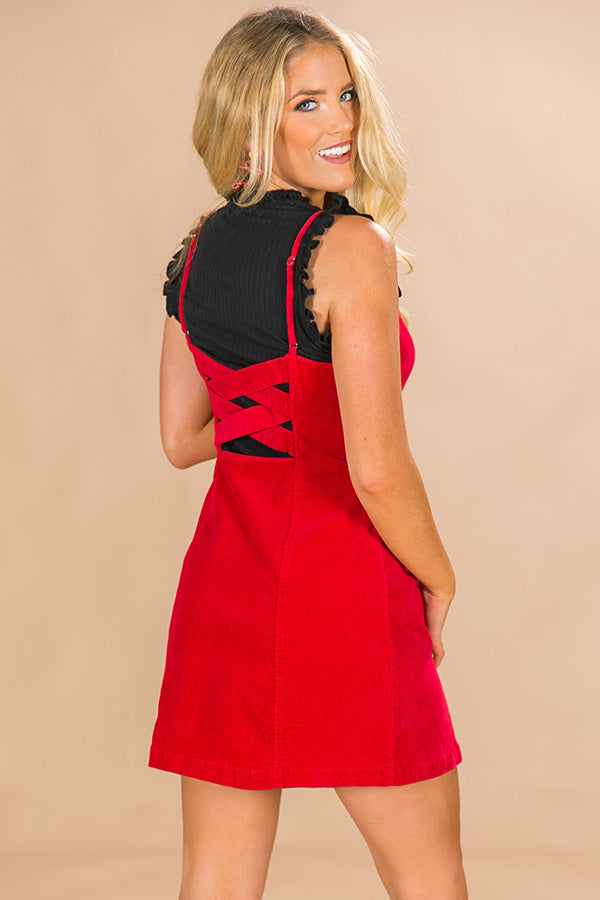 Spice Up Your Life Corduroy Dress in Red Image - 4