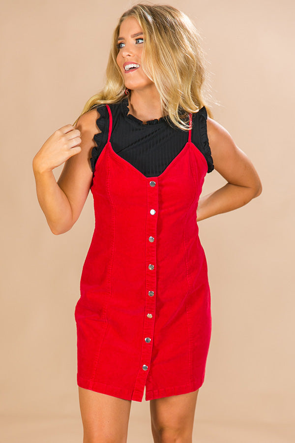 Spice Up Your Life Corduroy Dress in Red Image - 2