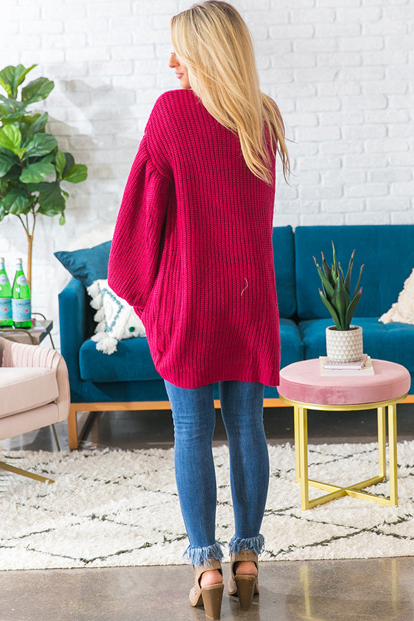 Bonfire Bliss Knit Cardigan in Fuchsia Image - 5