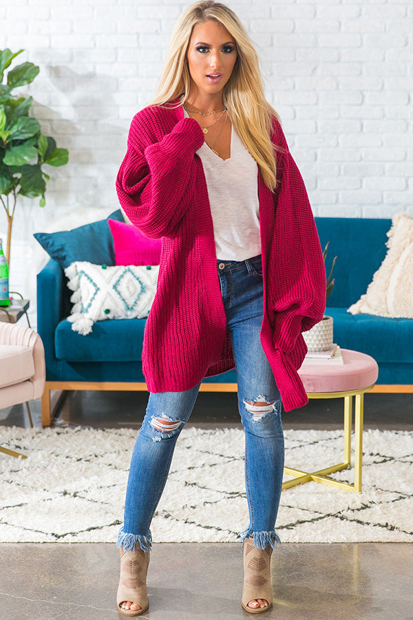 Bonfire Bliss Knit Cardigan in Fuchsia Image - 3
