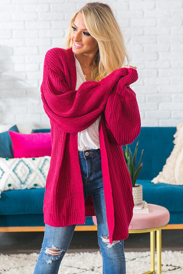 Bonfire Bliss Knit Cardigan in Fuchsia Image - 4