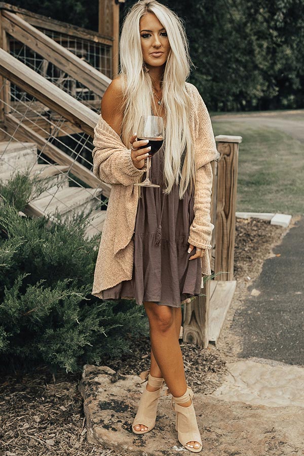 All The Cozy Feels Chenille Cardigan in Iced Latte Image - 2