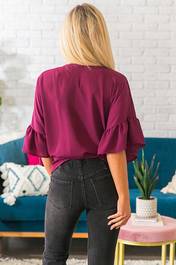 Glam For Game Day Front Tie Overlay in Merlot Image - 4