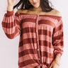 Cute As A Button Off Shoulder Top in Aurora Red Image - 1