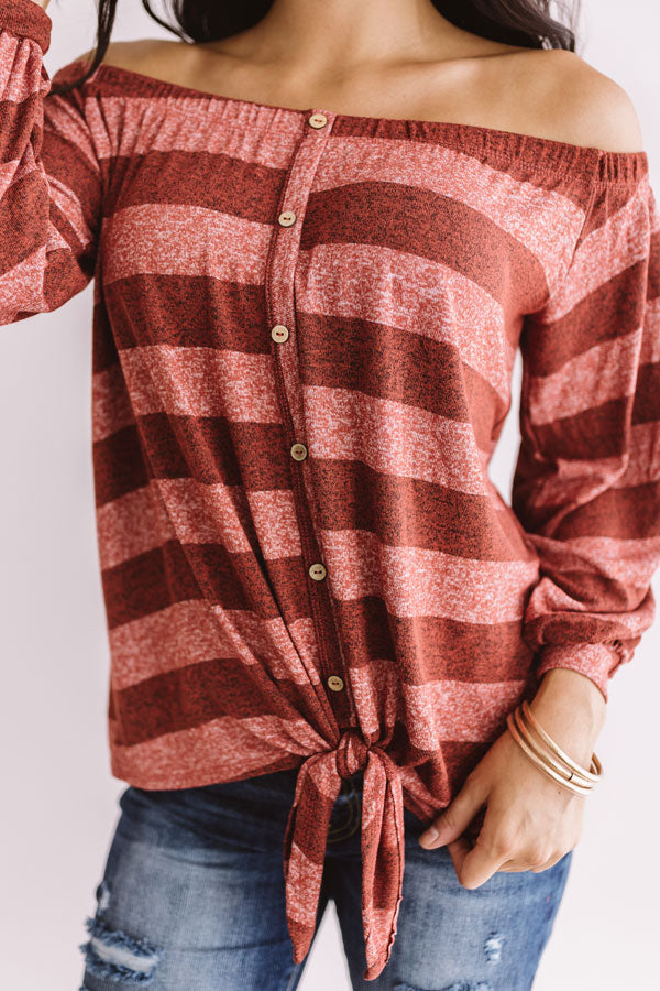 Cute As A Button Off Shoulder Top in Aurora Red Image - 2