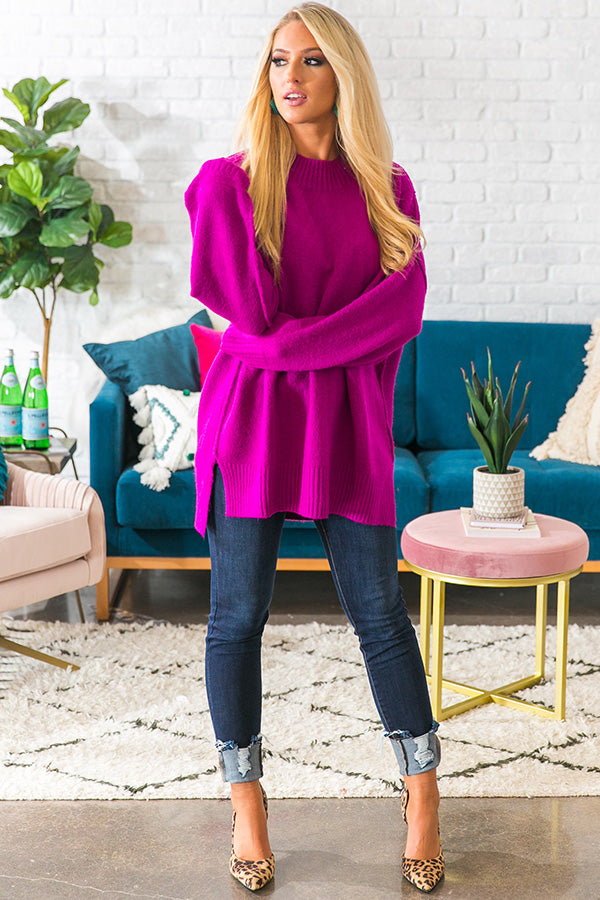 For The Love Of Lattes Tunic Sweater in Berry Image - 2