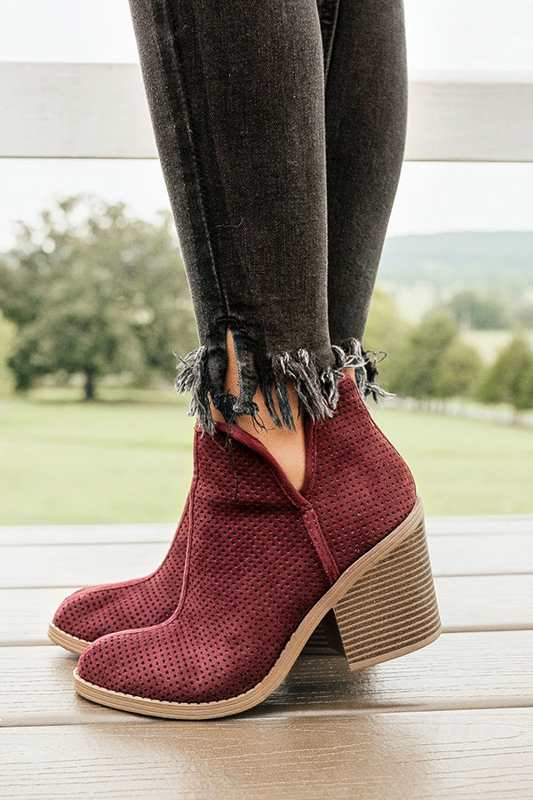 The Stella Perforated Bootie in Windsor Wine