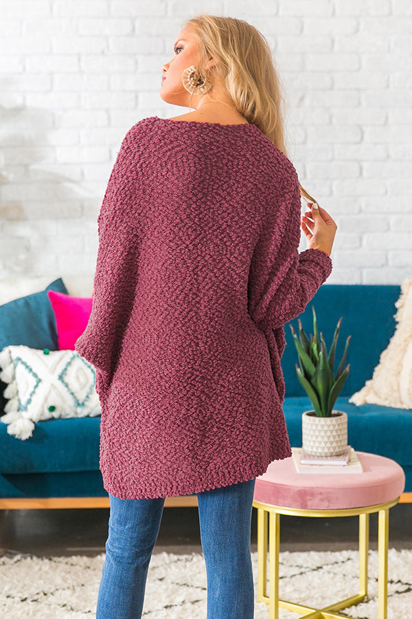 Winter Break Knit Tunic Sweater In Sangria Image - 4