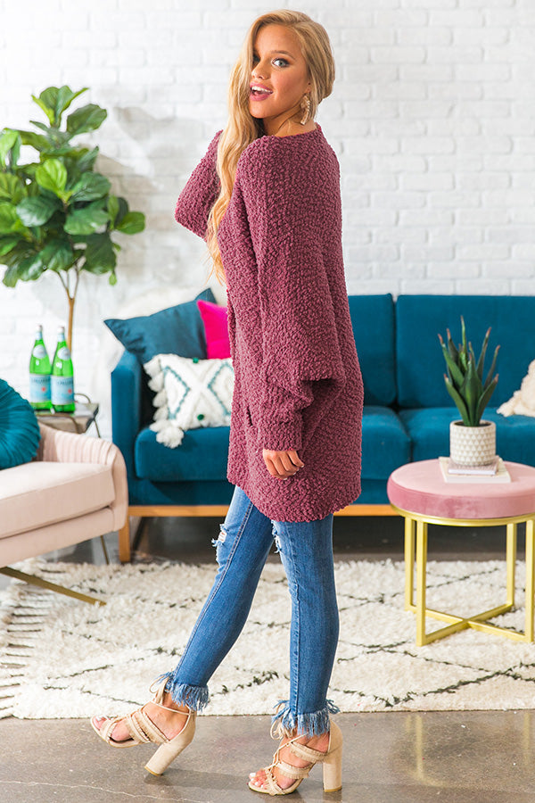 Winter Break Knit Tunic Sweater In Sangria Image - 3