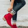 The Ellis Faux Suede Bootie in Red Image - 1