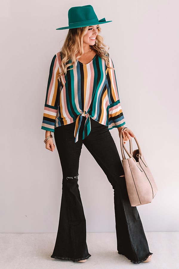 Pinot Perfection Stripe Top in Turquoise Image - 2