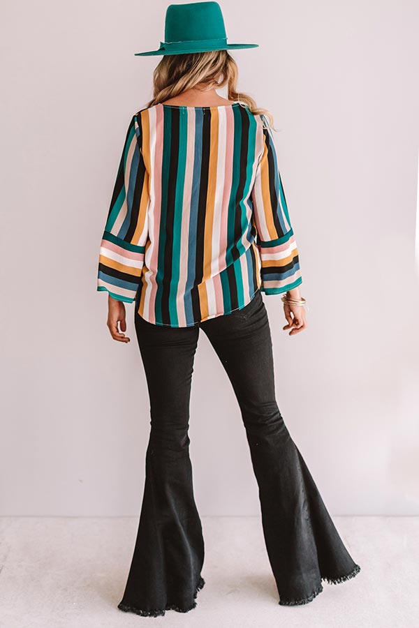 Pinot Perfection Stripe Top in Turquoise Image - 4
