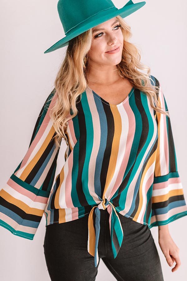Pinot Perfection Stripe Top in Turquoise Image - 5