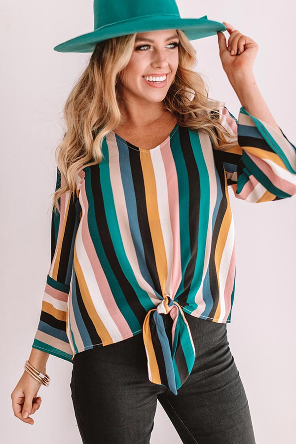 Pinot Perfection Stripe Top in Turquoise Image - 1