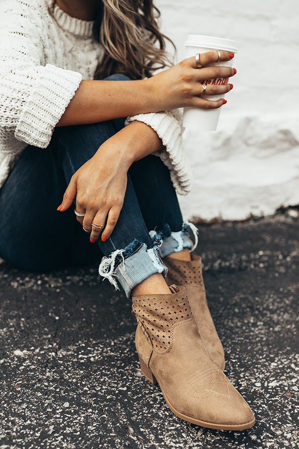 The Ellis Faux Suede Bootie in Mocha Image - 1