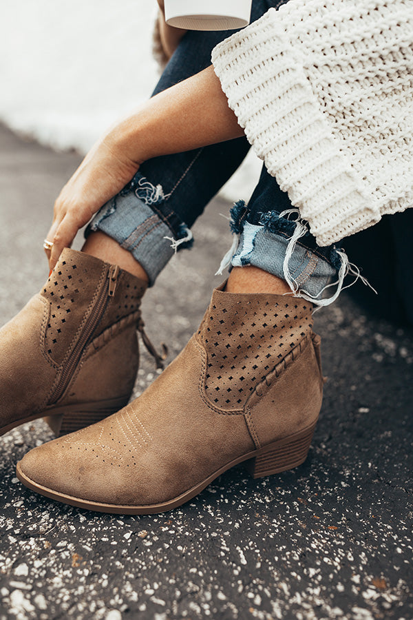 The Ellis Faux Suede Bootie in Mocha Image - 3