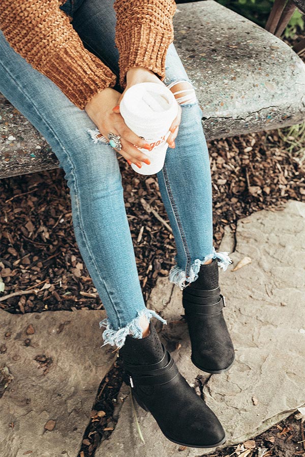 The Rylan Faux Suede Bootie in Black Image - 1