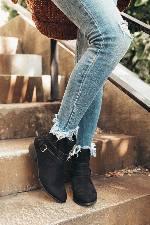 The Rylan Faux Suede Bootie in Black Image - 3