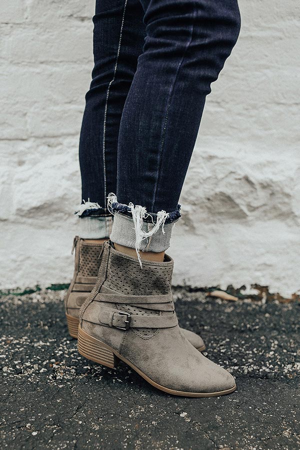 The Rylan Faux Suede Bootie in Charcoal Image - 2