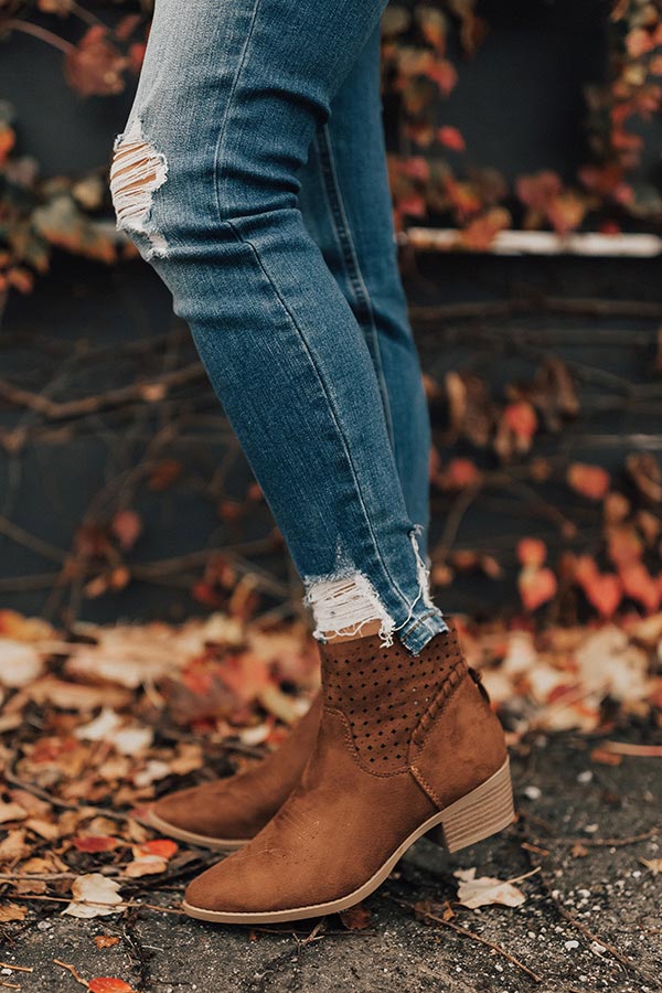 The Ellis Faux Suede Bootie in Chocolate Image - 1