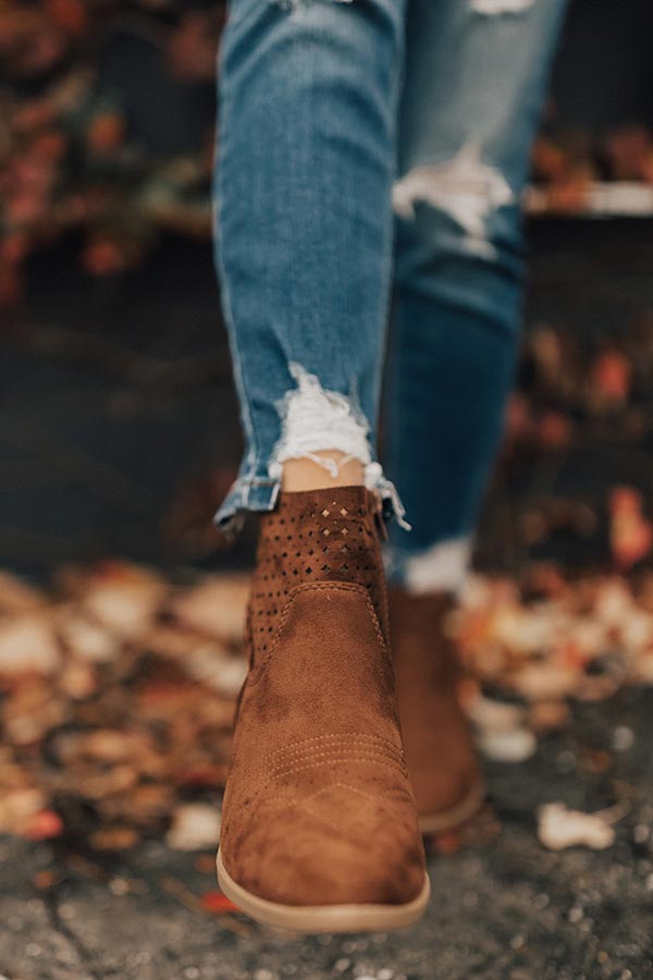 The Ellis Faux Suede Bootie in Chocolate Image - 3