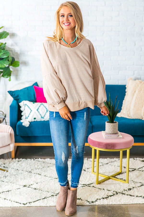 Cozy By The Bonfire Sweater in Iced Latte Image - 2