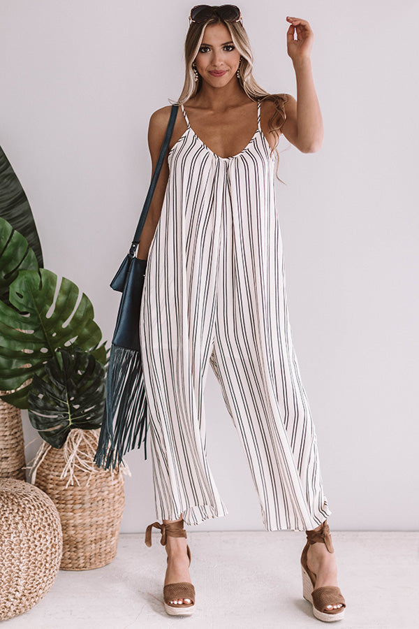 Milan Stripe Jumpsuit in Cream Image - 1