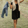 Button Up Bombshell Shift Dress in Black Image - 1