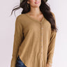 Visiting Vail Waffle Knit Shift Top in Iced Mocha Image - 1