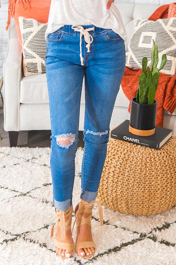 The Marley Mid Rise Distressed Skinny