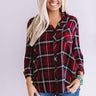 Harvest Latte Plaid Top in Wine Image - 1